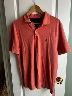 Nautica Men’s Salmon Polo Shirt with Embroidered Logo